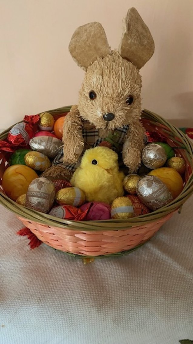 Bild: Kuscheliger Osterhase im Osternest