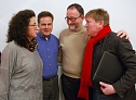 FBM-Landtagskandidatin Bettina Hellfayer, FBM-Landesvorsitzender Andreas Koch, Gast Dr. Joachim Haferkorn und Landtagsmitglied und -kandidat Norbert Born (SPD) im Gespr&auml;ch. (Foto: Jochen Miche)