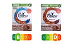 Beide Produkte werben mit Fitness und geben sich somit einen gesunden Anstrich – der Nutri-Score zeigt jedoch, dass Figurbewusste von der Schokoladen-Variante besser die Finger lassen sollten. Der deutlich höhere Gehalt an Zucker und gesättigten Fettsäuren führt zum schlechteren Nutri-Score. (Foto: foodwatch) Beide Produkte werben mit Fitness und geben sich somit einen gesunden Anstrich – der Nutri-Score zeigt jedoch, dass Figurbewusste von der Schokoladen-Variante besser die Finger lassen sollten. Der deutlich höhere Gehalt an Zucker und gesättigten Fettsäuren führt zum schlechteren Nutri-Score. (Foto: foodwatch)