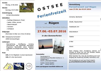 Der aktuelle Flyer gibt Auskunft &uuml;ber die Ferienfreizeit der Sportjugend. (Foto: Kreissportbund)