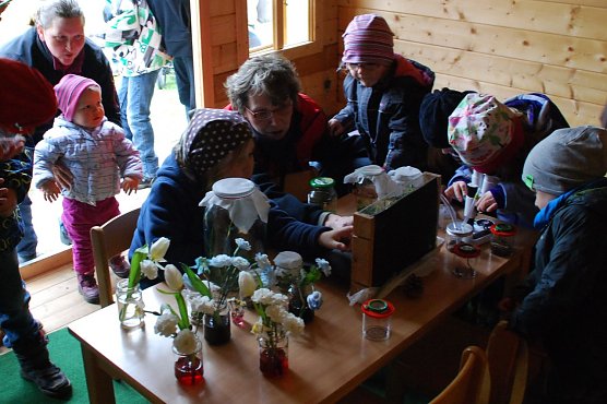 Hier gibt es viel zu entdecken. Lehrerin Karin Grobe erkl&auml;rte den Kindern, was sie sehen. (Foto: Jochen Miche)