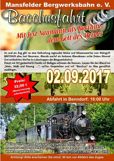 Plakat Sonderzug (Foto: Mansfelder Bergwerksbahn)