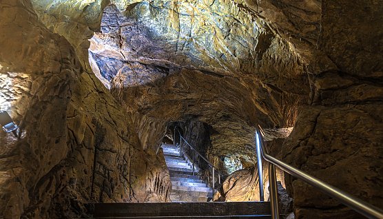 Treppenaufgang der Baumannshöhle in Rübeland (Foto: J. Reichel) Treppenaufgang der Baumannshöhle in Rübeland (Foto: J. Reichel)