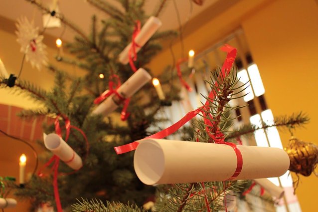 Bild: Der Wunschzettelbaum im B&uuml;rgerb&uuml;ro