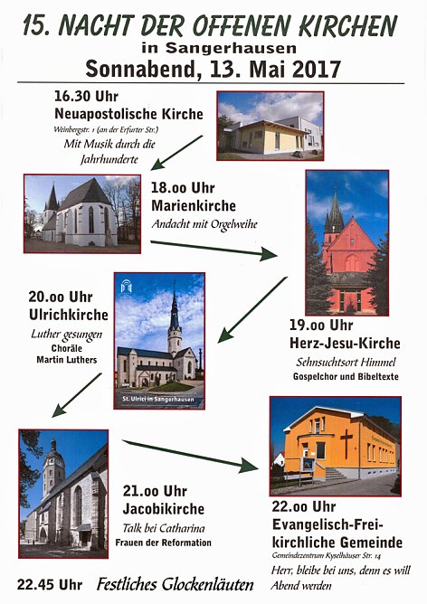 15. Nacht der offenen Kirchen Sangerhausen (Foto: KW) 15. Nacht der offenen Kirchen Sangerhausen (Foto: KW)
