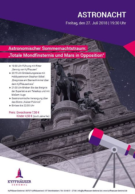 Mondfinsternis über dem Kaiser Wilhelm Denkmal (Foto: Stadtmarketing Bad Frankenhausen) Mondfinsternis über dem Kaiser Wilhelm Denkmal (Foto: Stadtmarketing Bad Frankenhausen)