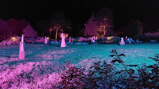 Lichterglanz im Rosenpark (Foto: Karin Thom) Lichterglanz im Rosenpark (Foto: Karin Thom)