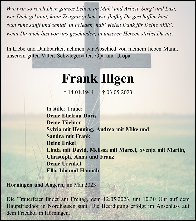 Traueranzeige (Foto: Schade)