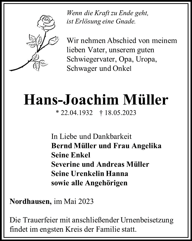 Traueranzeige (Foto: Schade)