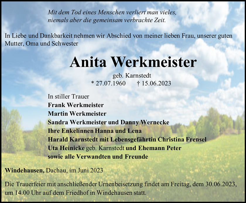 Traueranzeige (Foto: Schade)