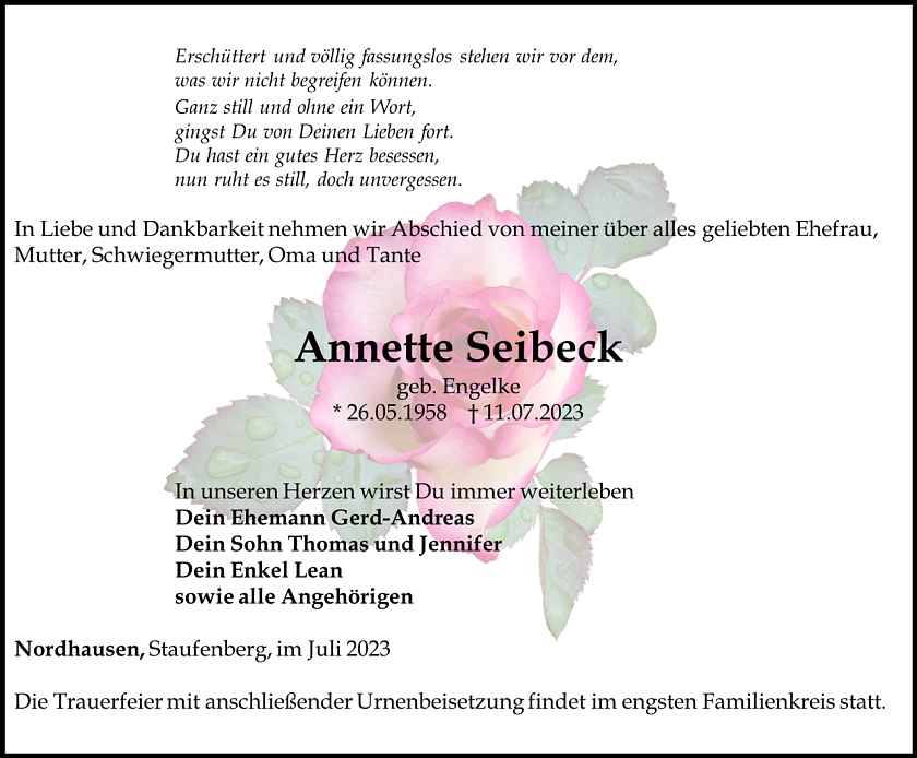 Traueranzeige (Foto: Bestattungshaus Eckhard Schade)