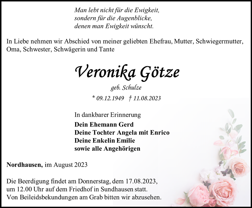 Traueranzeige (Foto: Schade)