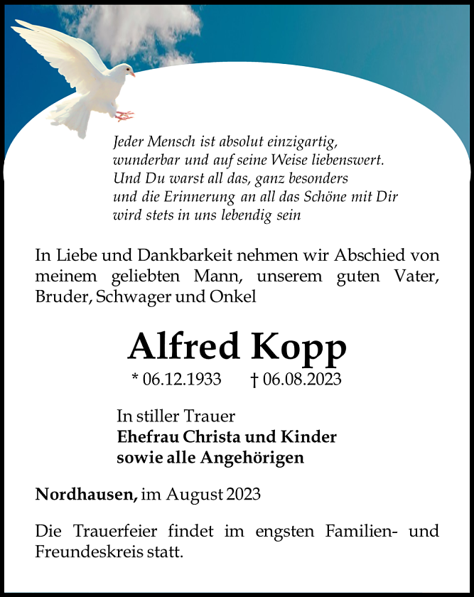 Traueranzeige (Foto: Schade)