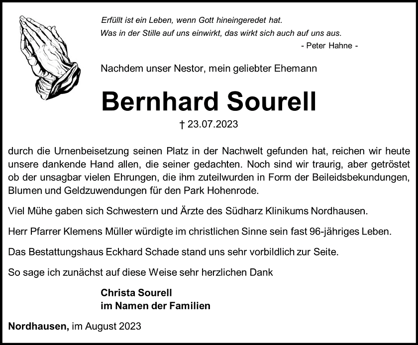 Danksagung  (Foto: Schade)