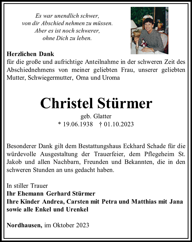 Danksagung (Foto: Bestattungshaus Schade)