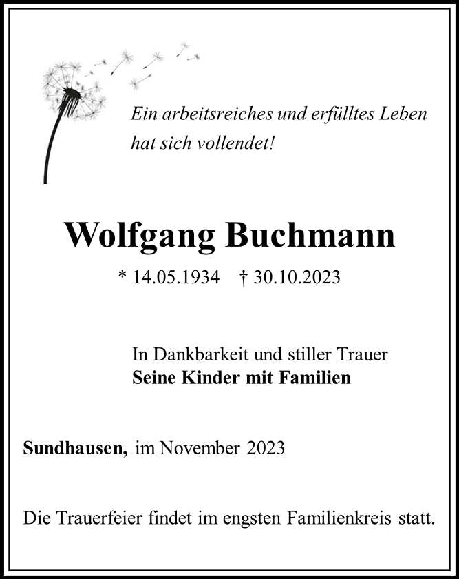 Traueranzeige (Foto: Bestattungshaus Eckhard Schade)