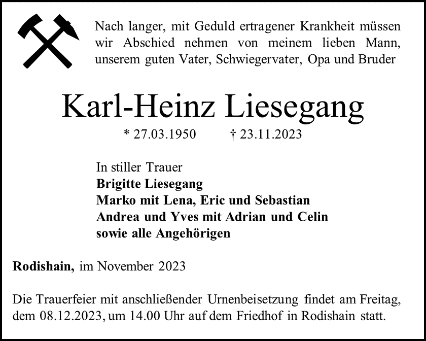 Traueranzeige (Foto: Bestattungshaus Schade)