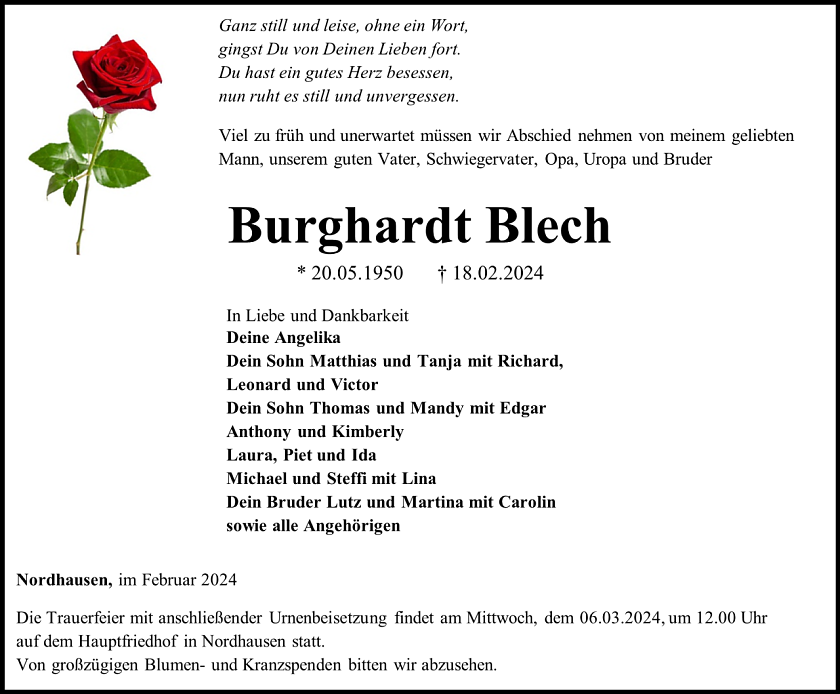 Traueranzeige (Foto: Schade)