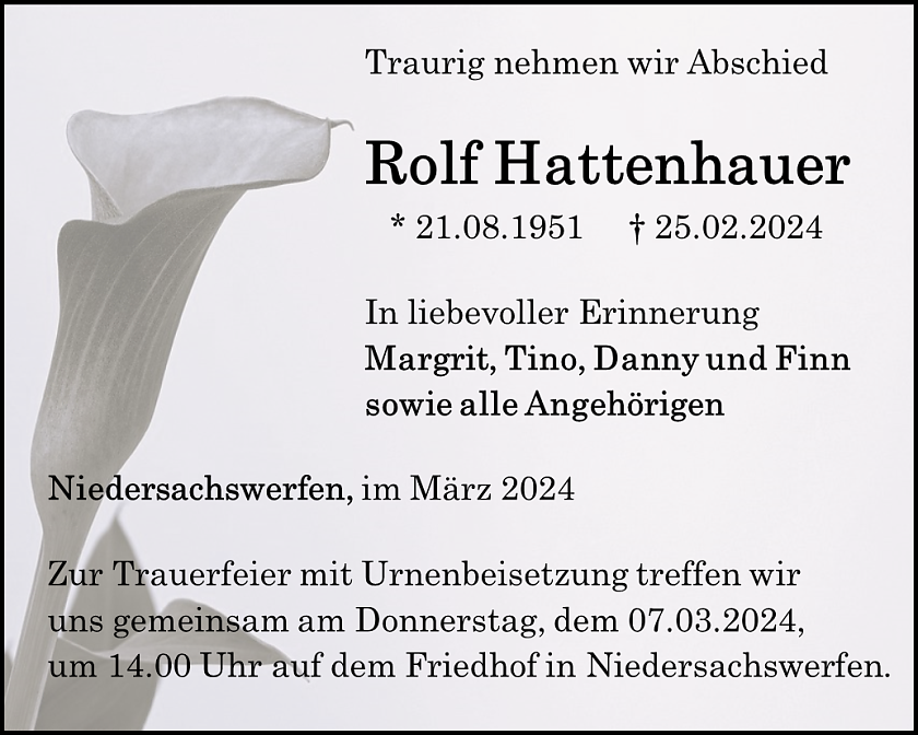 Traueranzeige (Foto: Bestattungshaus Eckhard Schade)