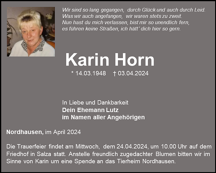 Traueranzeige (Foto: Schade)