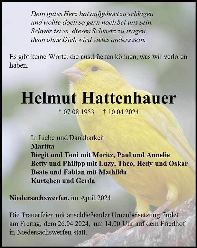 Traueranzeige (Foto: Schade)