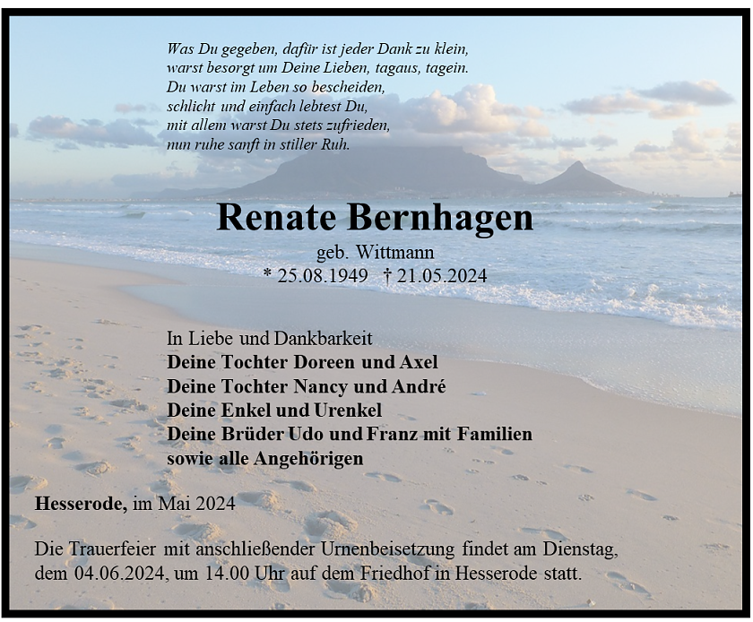 Traueranzeige  (Foto: Schade)