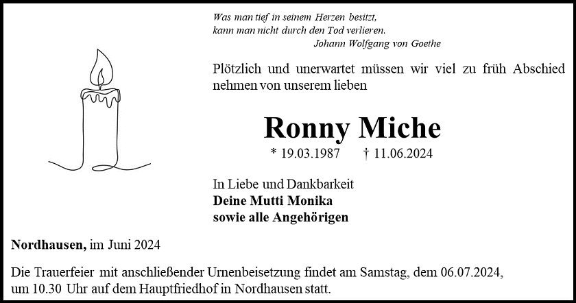 Traueranzeige (Foto: Schade)