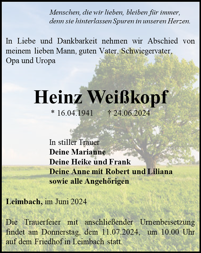 Traueranzeige  (Foto: Schade)