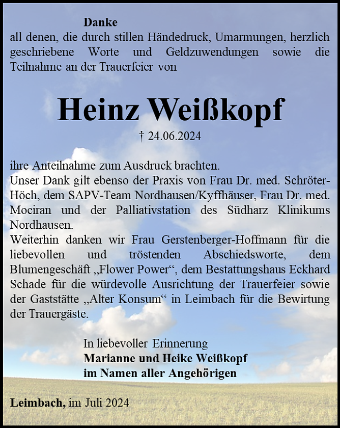 Danksagung (Foto: Bestattungshus Schade)