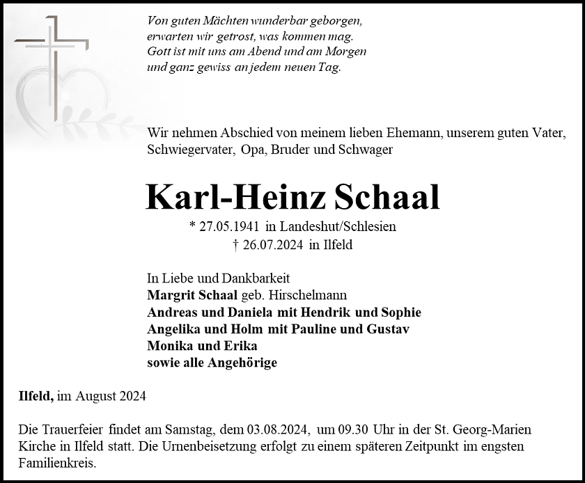 Traueranzeige (Foto: Schade)