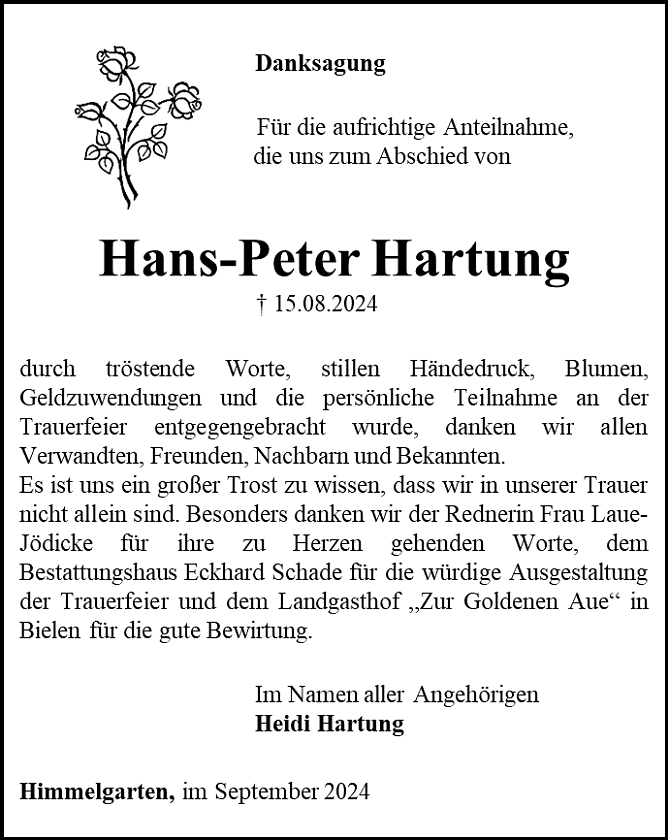 Danksagung (Foto: Bestattungshaus Eckhard Schade)