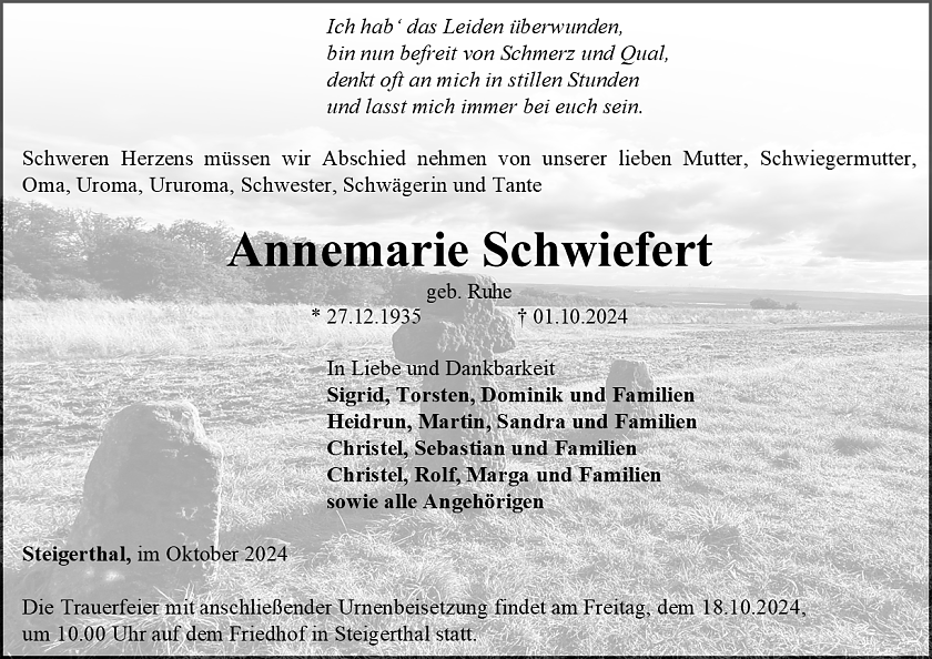 Traueranzeige (Foto: Bestattungshaus Eckhard Schade)