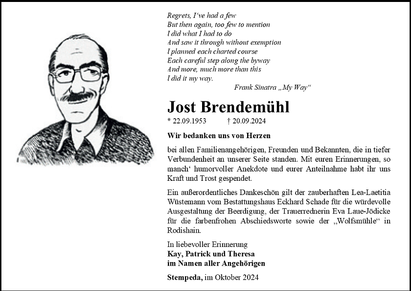 Danksagung (Foto: Bestattungshaus Eckhard Schade)