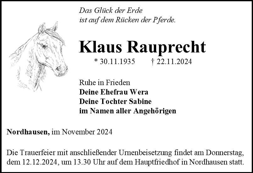 Traueranzeige (Foto: Bestattungshaus Eckhard Schade)