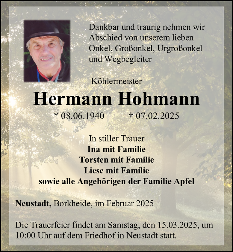 Traueranzeige (Foto: Bestattungshaus Eckhard Schade)