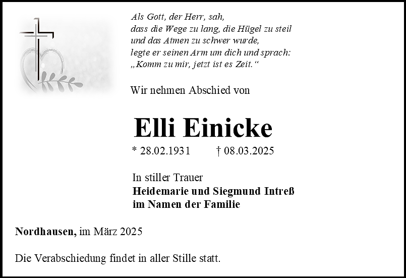 Traueranzeige (Foto: Bestattungshaus Eckhard Schade)