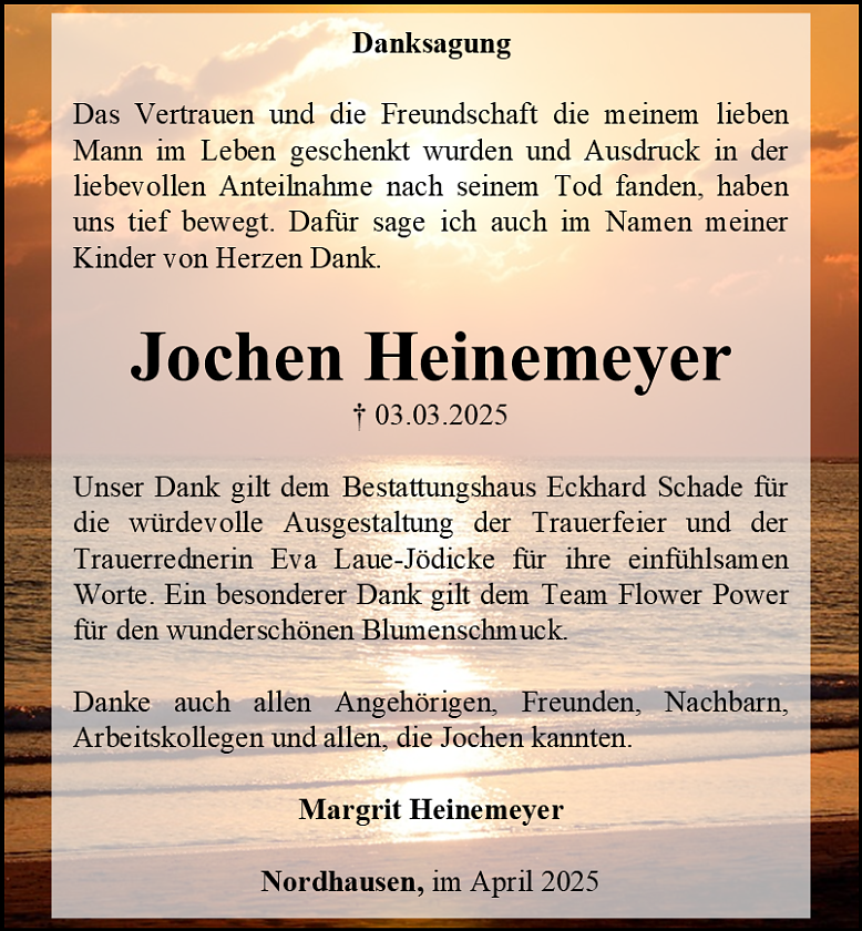 Danksagung (Foto: Bestattungshaus Eckhard Schade)