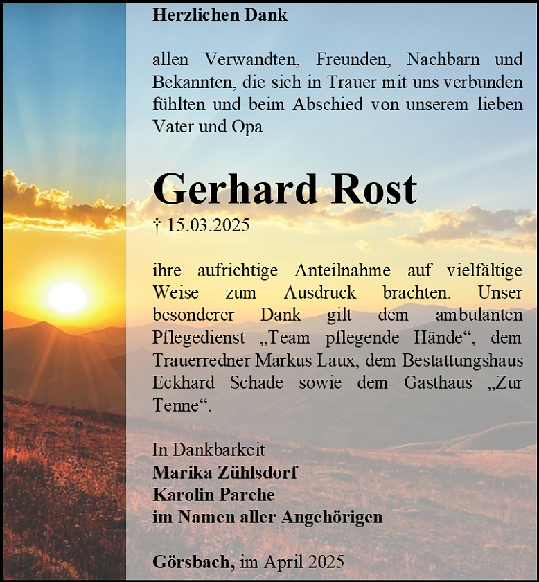 Danksagung (Foto: Bestattungshaus Schade)