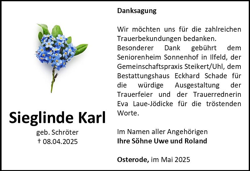 Danksagung (Foto: Bestattungshaus Schade)