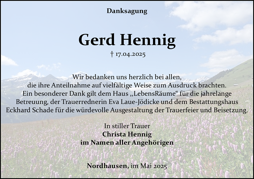 Danksagung (Foto: Bestattungshaus Schade)