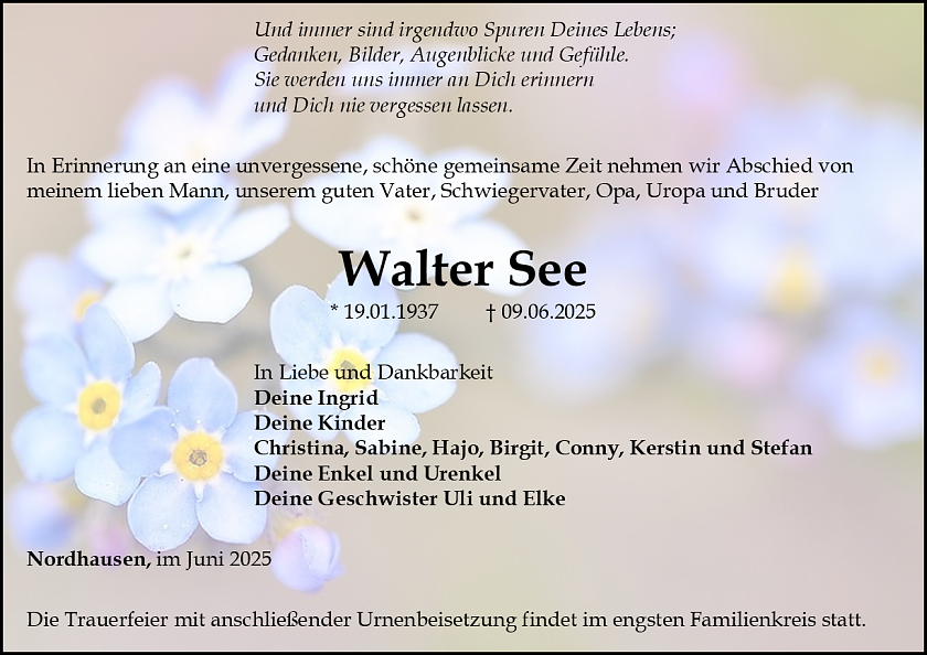 Traueranzeige (Foto: Bestattungshaus Schade)