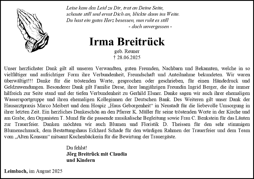 Danksagung (Foto: Schade)