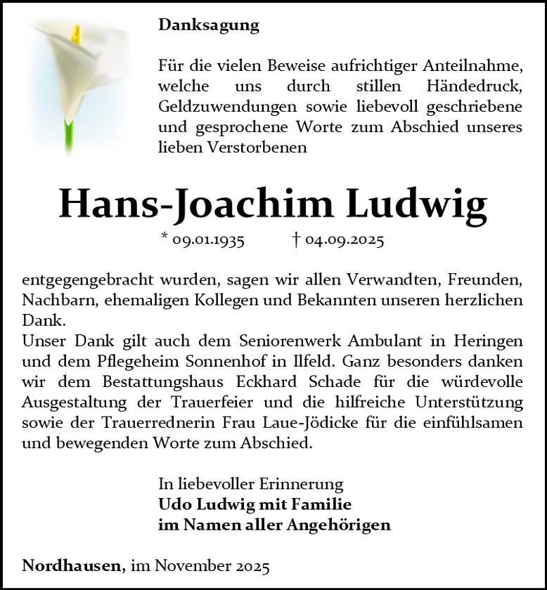 Danksagung (Foto: Bestattungshaus Eckhard Schade)