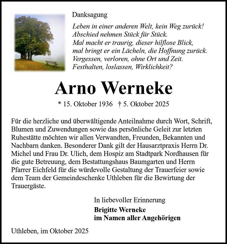 Danksagung (Foto: Bestattung Baumgarten)