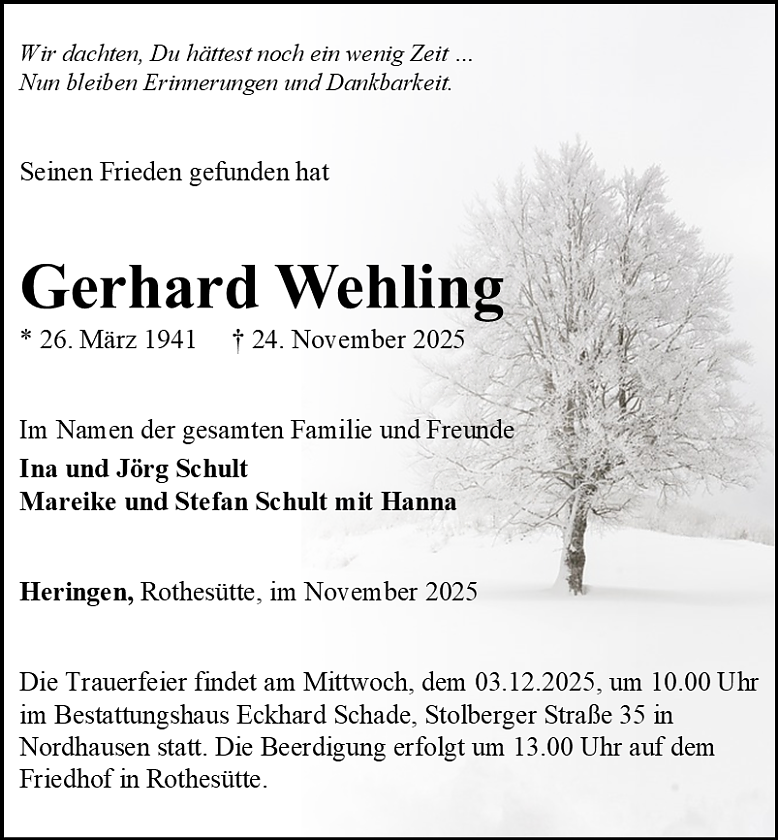 Traueranzeige (Foto: Schade)