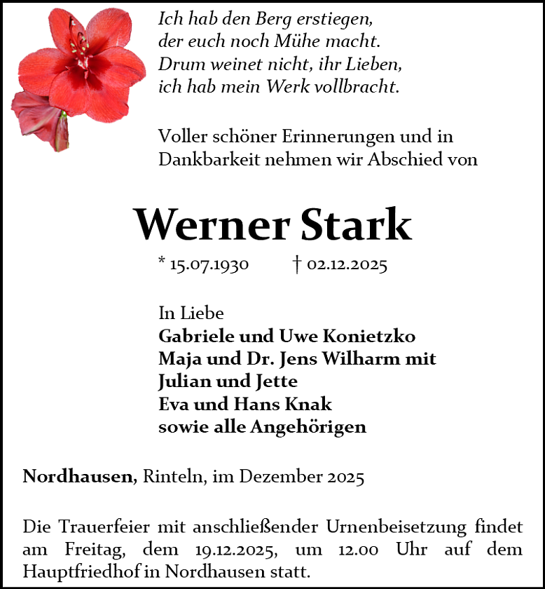 Traueranzeige (Foto: Bestattungshaus Schade)