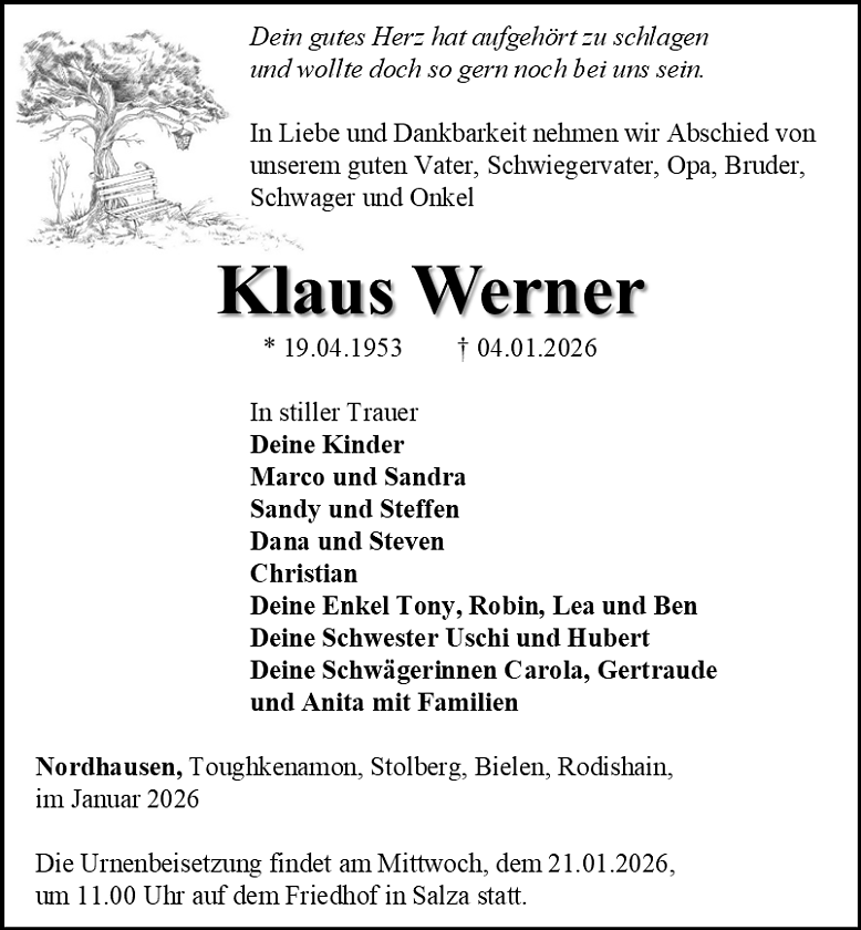 Traueranzeige (Foto: Schade)