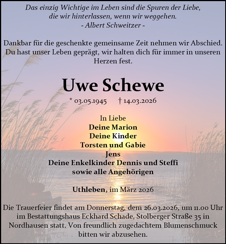 Traueranzeige (Foto: Schade)