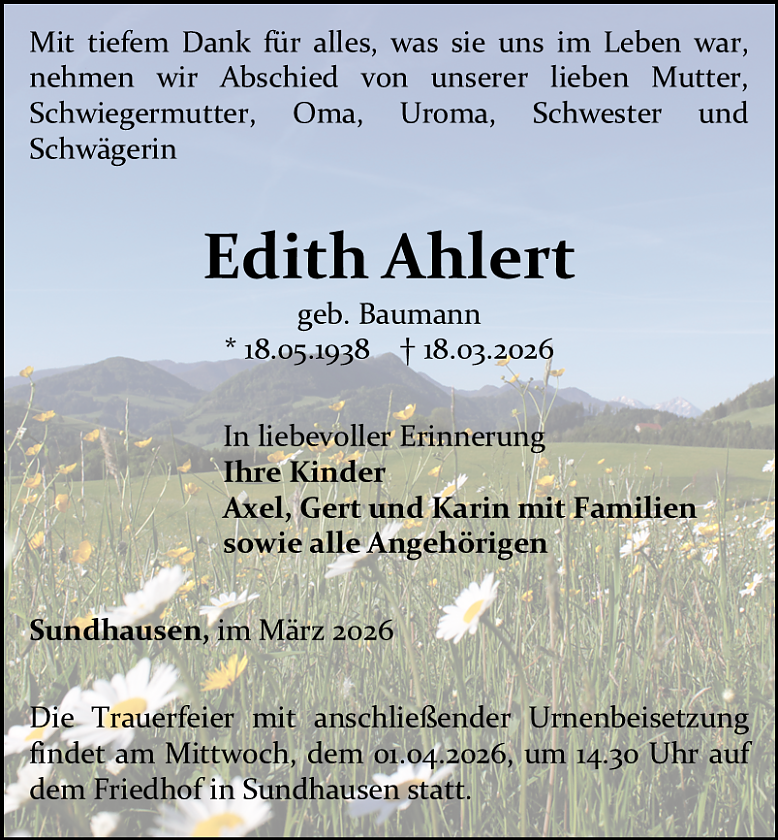 Traueranzeige (Foto: Bestattungshaus Schade)