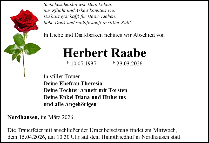 Traueranzeige (Foto: Schade)